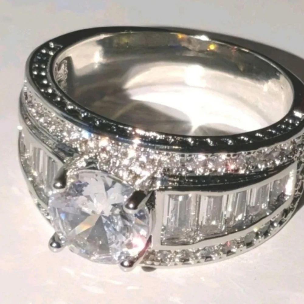 Classic Mens Dazzling 3ct Round Cut Lab Created diamond Engagement ring